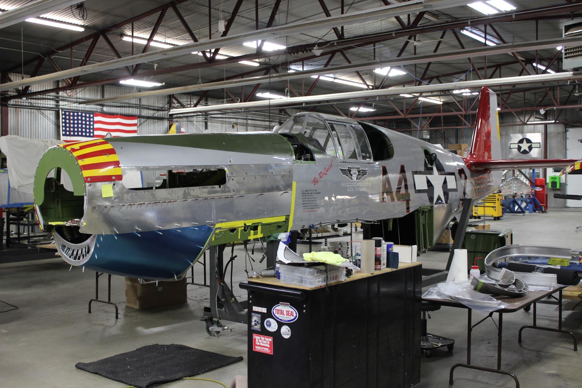 Finally a view of the Red Tail with all the cowl skins that have been completed in place.