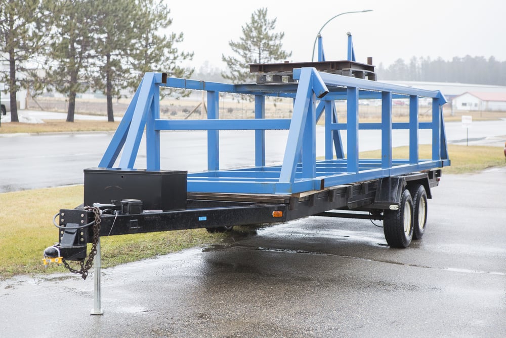 Fuselage fixture from storage in Minot back in Bemidji.