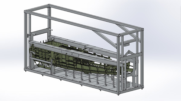 Eventually the upper fuselage will be built in the fixture and attached as it is assembled.