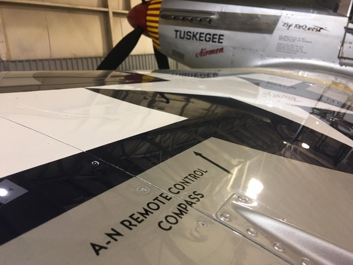 The North American markings show up on virtually every surface of a P-51 and are called out on the original factory drawings.