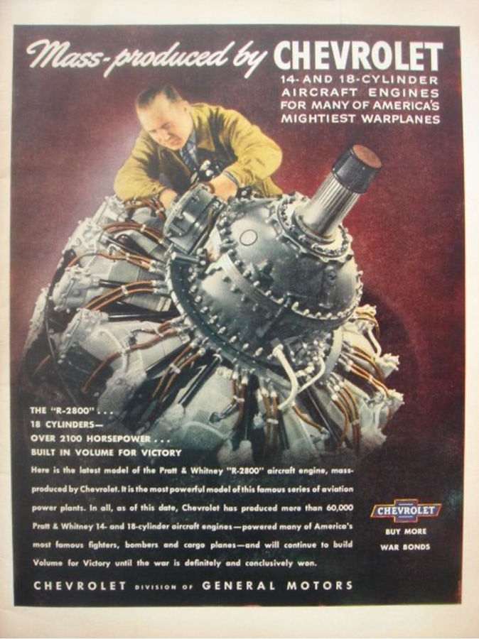 Chevrolet WWII advertisement mentioning the R-2800