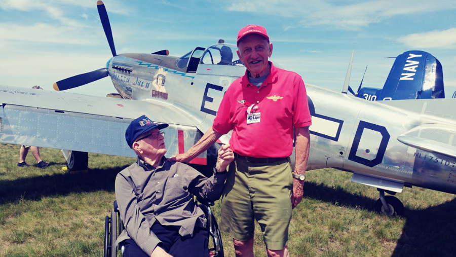Kermit Bjorlie Meets Lyle Bradley, two WWII vet fighter pilots!