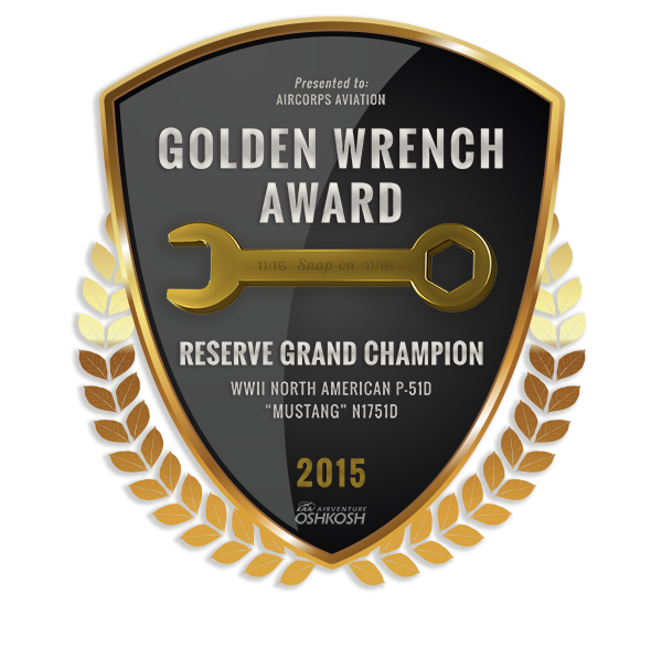 Golden Wrench Reserve Grand Champion P-51D-2015