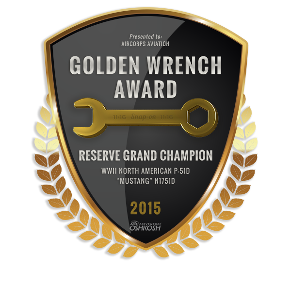 Golden Wrench Reserve Grand Champion P-51D-2015