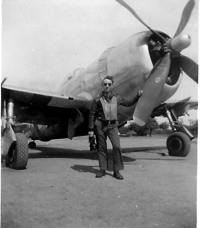Lt Donald F. McKenna in front of a P-47. Photo courtesy of Dan Sokolowski